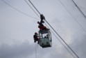 Koelner Seilbahn Gondel blieb haengen Koeln Linksrheinisch P628